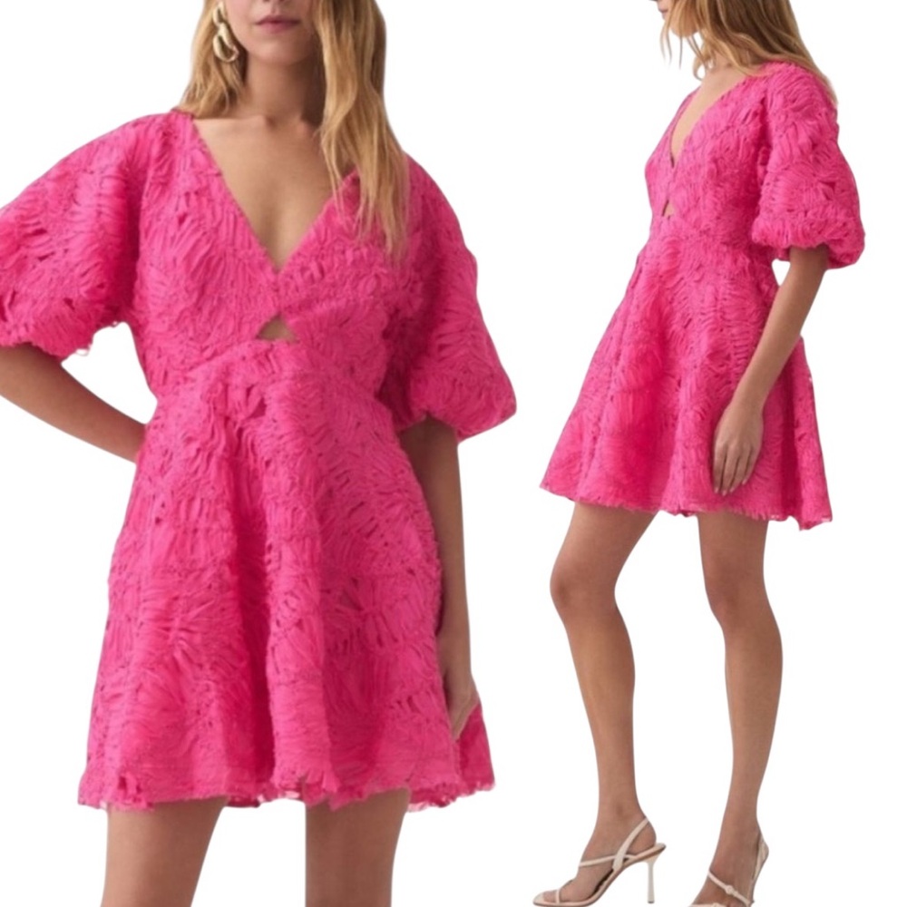 NWT Aje Florential Mini Swing Dress in Azalea Pink